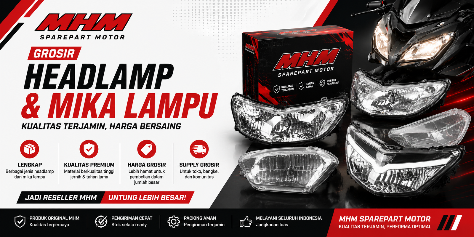 Grosir Mika Lampu Depan MHM Sparepart Motor Indonesia